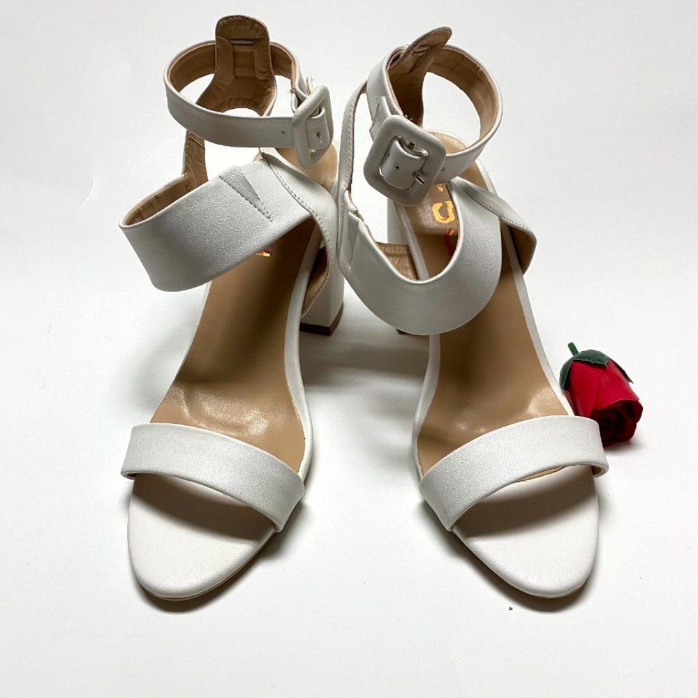 FSJ Open Toe High Chunky Heel Ankle Strap Sandals